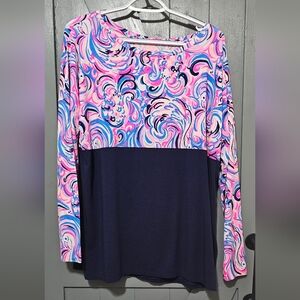 Lilly Pulitzer Finn Top Raz Berry Flamingoals Size XL